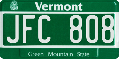 VT license plate JFC808