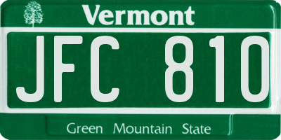 VT license plate JFC810