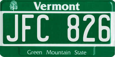 VT license plate JFC826