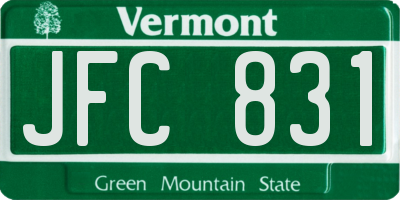 VT license plate JFC831