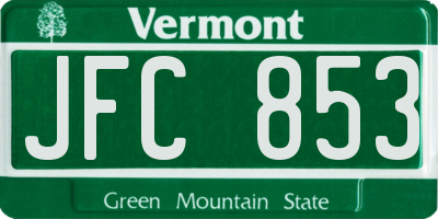 VT license plate JFC853