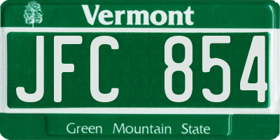 VT license plate JFC854