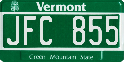 VT license plate JFC855