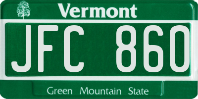 VT license plate JFC860