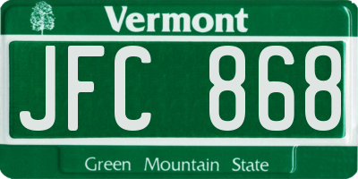 VT license plate JFC868