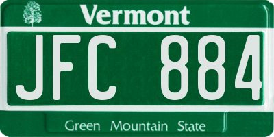 VT license plate JFC884