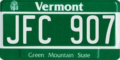 VT license plate JFC907