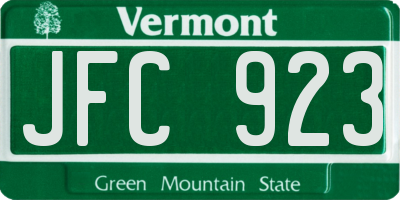 VT license plate JFC923