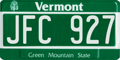 VT license plate JFC927