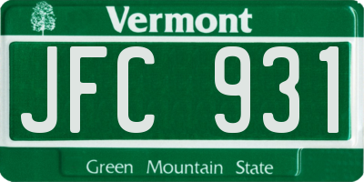 VT license plate JFC931