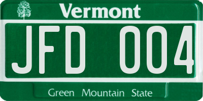 VT license plate JFD004