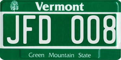 VT license plate JFD008