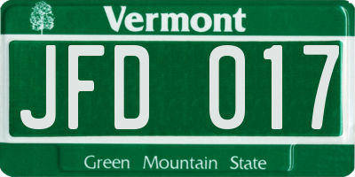 VT license plate JFD017