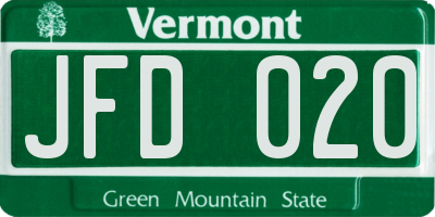 VT license plate JFD020