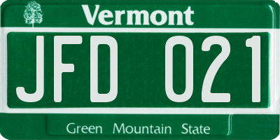 VT license plate JFD021