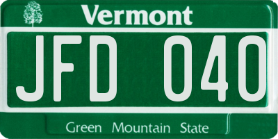 VT license plate JFD040