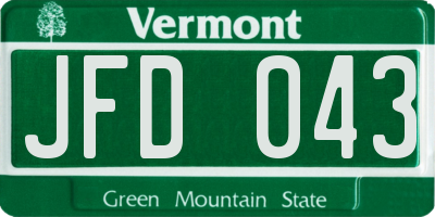 VT license plate JFD043