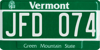 VT license plate JFD074