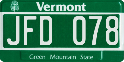 VT license plate JFD078