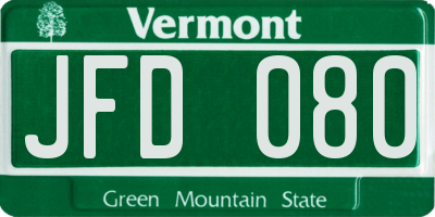 VT license plate JFD080