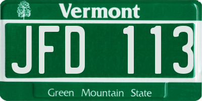 VT license plate JFD113