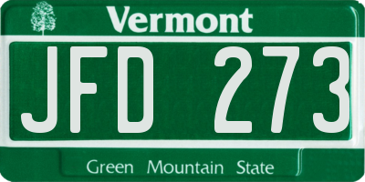 VT license plate JFD273