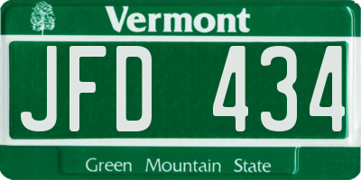 VT license plate JFD434