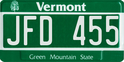 VT license plate JFD455