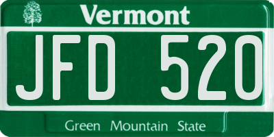VT license plate JFD520