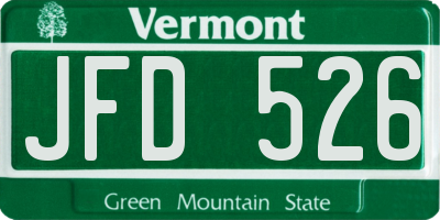 VT license plate JFD526