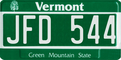 VT license plate JFD544