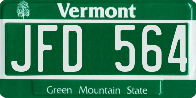 VT license plate JFD564