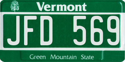 VT license plate JFD569
