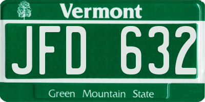 VT license plate JFD632