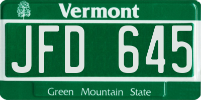 VT license plate JFD645