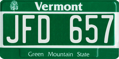 VT license plate JFD657