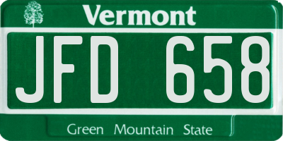 VT license plate JFD658