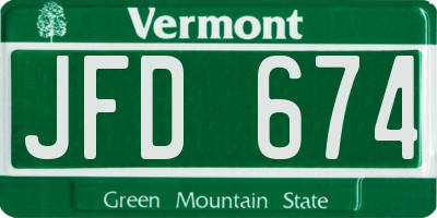 VT license plate JFD674