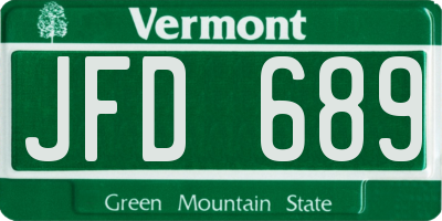 VT license plate JFD689
