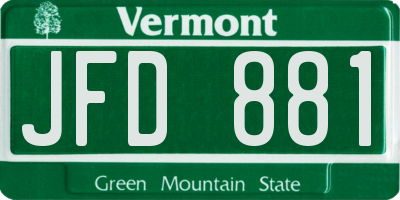 VT license plate JFD881