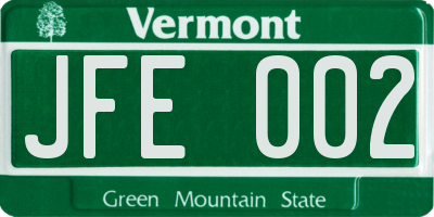 VT license plate JFE002