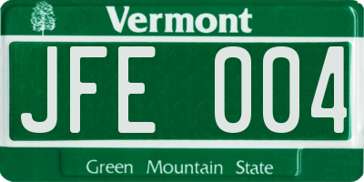 VT license plate JFE004