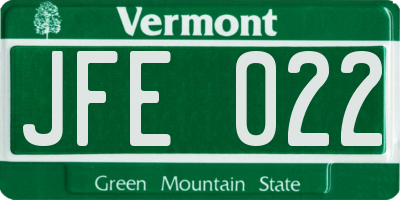 VT license plate JFE022