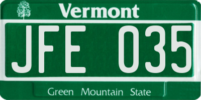 VT license plate JFE035