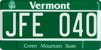 VT license plate JFE040