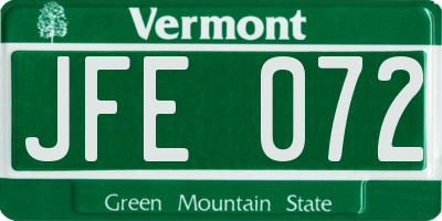 VT license plate JFE072