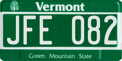 VT license plate JFE082