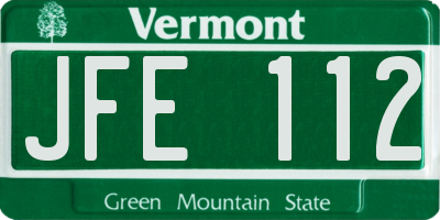 VT license plate JFE112