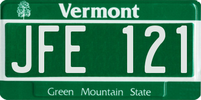 VT license plate JFE121