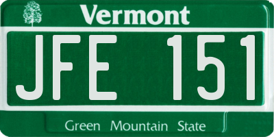 VT license plate JFE151